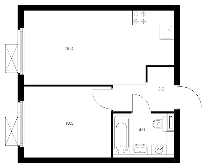 1-комнатная квартира 36.1 м², 8/11 эт., ЖК «Витебский парк»